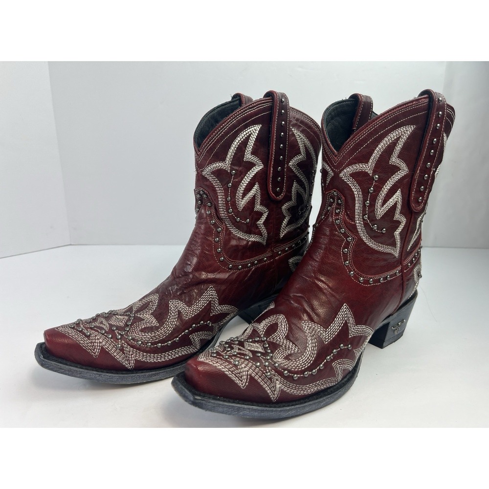 LANE Saratoga Bootie Women's Size 8 Red Taos Leather Western Short Snip Toe